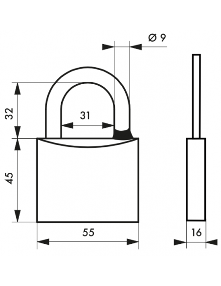 Lacat de exterior Mach 3, 55 mm, 2 chei, alama lustruita - 2