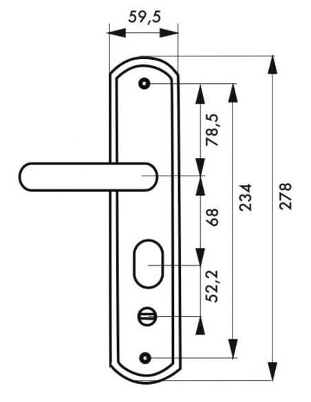 Manere usi metalice, OPTIMUM, placi rotunjite, blocare stanga - 2