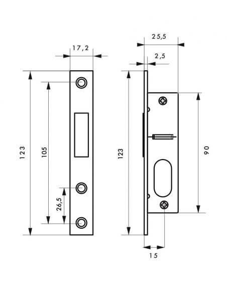 Broasca usa intrare, ingropata, ax 15 mm, include cilindru oval cu 3 chei - potrivita pt. usa termopan, tamplarie metalica - 2