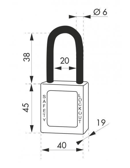 Lacat siguranta industriala, 40 mm, diam. 6 x 38 mm, rosu - 3