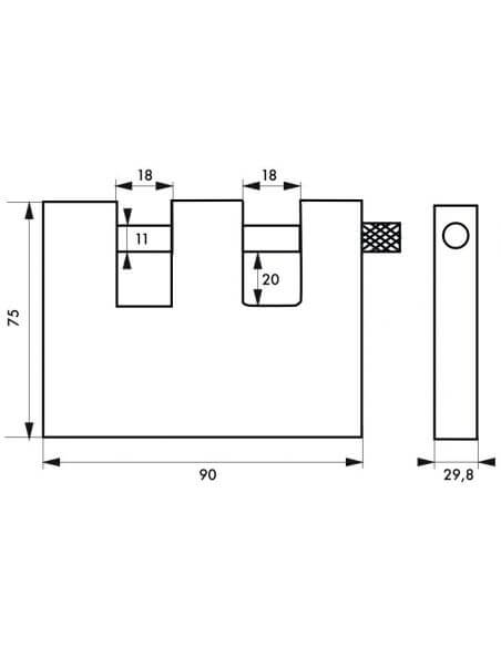 Lacat de santier, cu cheie, LAND BLINDAT, 90 mm, dublu toarta - 2