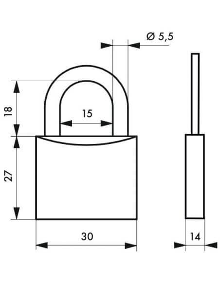 Lacat cu cheie, CHa€™TIOTE MEUH 5, 30 mm, THIRARD - 2