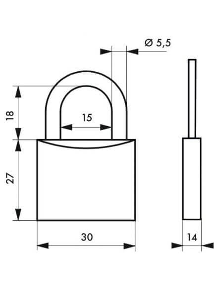 Lacat cu cheie, CHa€™TIOTE MEUH 8, 30 mm, THIRARD - 2