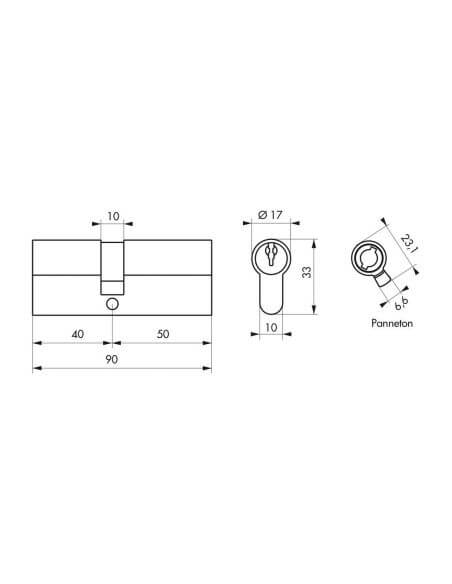 Butuc usa 40 x 50 mm, standard, nichelat, ECO, 3 chei - 2