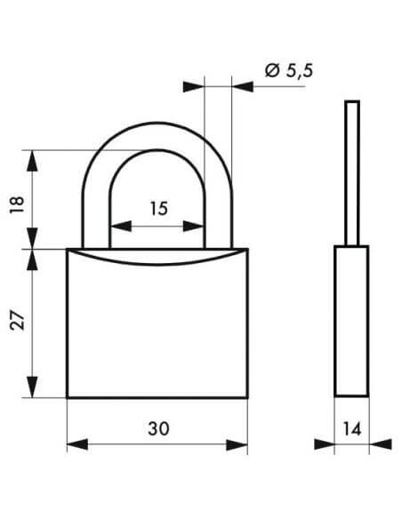 Lacat cu cheie, ASTROLOCK, 30 mm (pesti), THIRARD - 2