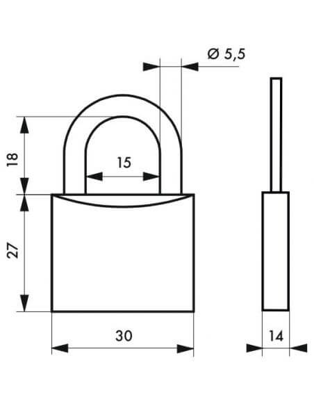 Lacat cu cheie, EXTRA LOCK, 30 mm (Speedcom), THIRARD - 2