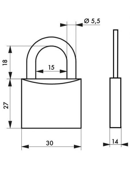 Lacat cu cheie, TYPE 1, 30 mm, THIRARD - 2