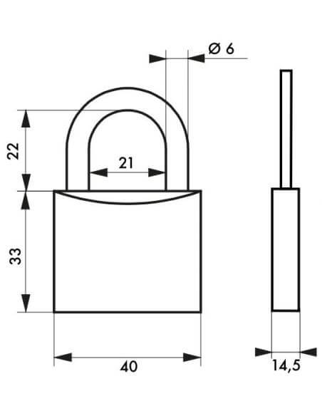 Lacat cu cheie, TYPE 1, 40 mm, THIRARD - 2