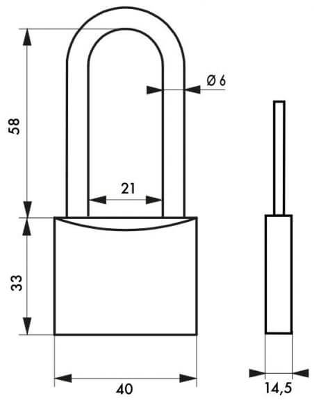 Lacat cu cheie, TYPE 1, 40 mm, toarta semi-inalta, THIRARD - 2