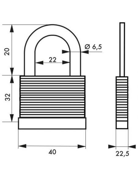 Lacat cu cheie, lamelar, SLICE, 40 mm, THIRARD - 2