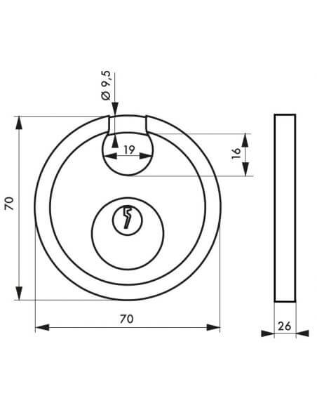 Lacat cu cheie, ASTRA, 70 mm, THIRARD - 2