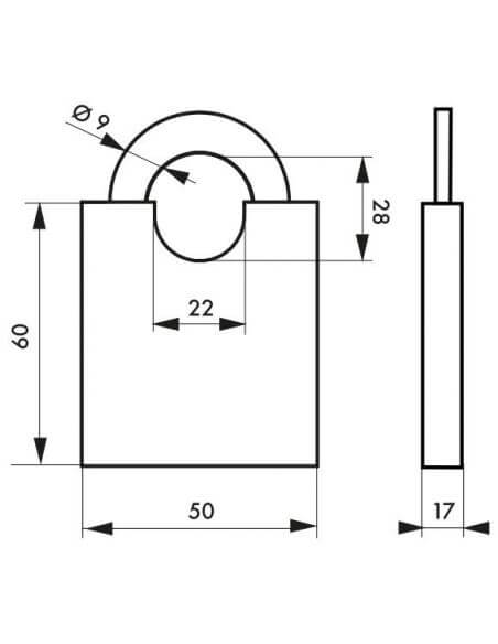 Lacat de exterior, cu cheie, SHOULDER, 50 mm, THIRARD - 2