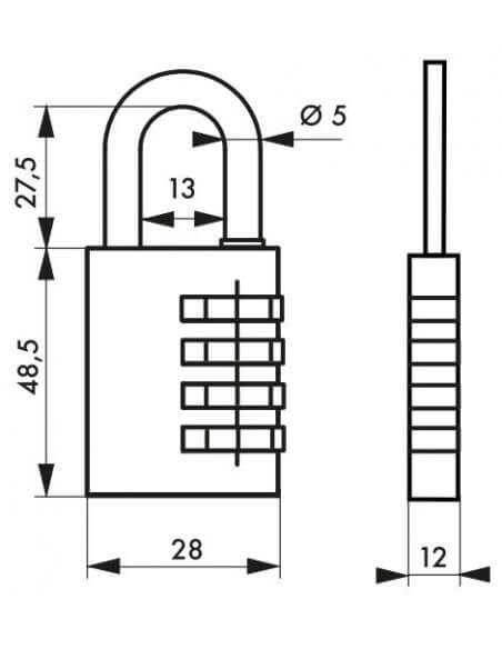 Lacat cu cifru, Model 258, 28 mm, THIRARD - 2