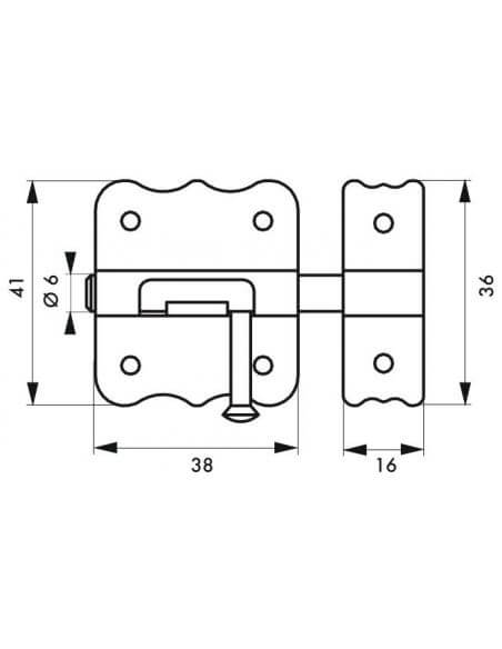 Zavor usa mobilier, aplicat, 30 mm, cu bolt plat, zincat, THIRARD - 2