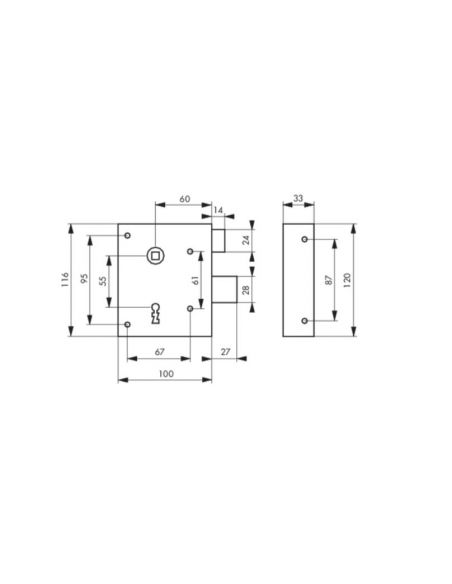 Broasca aplicata ALSACE, ax 60 mm, sens deschidere dreapta, incuiere prin a€žimpingerea€, 2 chei caneluri, zincat, THIRARD - 2