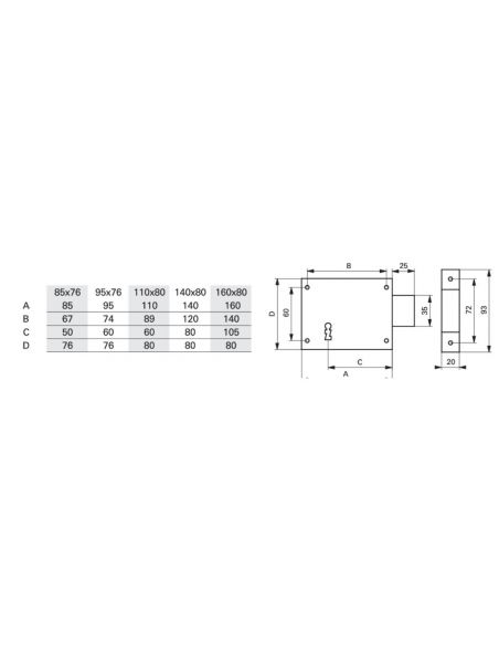 Broasca aplicata, 160 x 80 mm, deschidere dreapta, THIRARD - 2