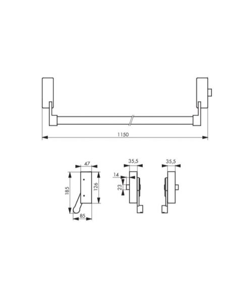 Broască antipanică D-CROSS, 2/3 puncte sus și jos, reversibilă, lăcuită alb - 3