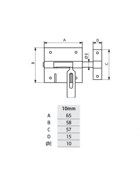 Zavor usa sau poarta, aplicat, blocare lacat, bolt rotund, 10 mm, zincat, THIRARD - 2