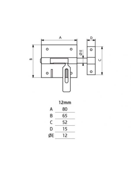 Zavor usa sau poarta, aplicat, blocare lacat, bolt rotund,12 mm, zincat, THIRARD - 2