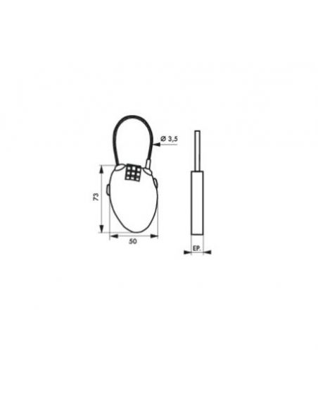 Lacat cu cifru si cablu, ZIPPER, lungime 0,55 m, THIRARD - 2