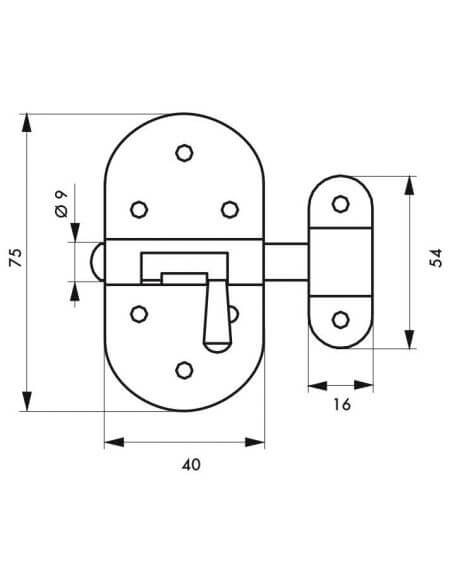 Zavor usa mobilier, aplicat, bolt rotund 9 mm, nichelat, THIRARD - 2