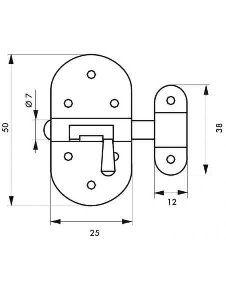 Zavor usa mobilier, aplicat, bolt rotund 7 mm, zincat, THIRARD - 2