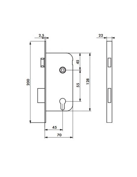 Broasca pentru usa 45 x 55 cu profil de cilindru, THIRARD - 2