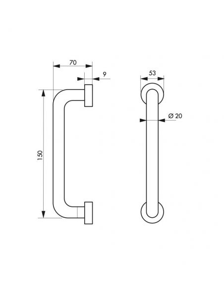 Bara de sustinere ø19mm l 150mm - otel inoxidabil mat, THIRARD - 2