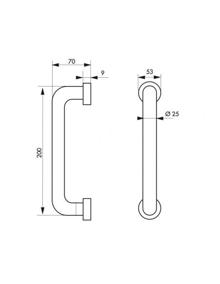 Bara de sustinere ø25mm l 200mm - otel inoxidabil mat, THIRARD - 2