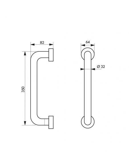 Bara de sustinere ø32mm l 350mm - otel inoxidabil mat, THIRARD - 2