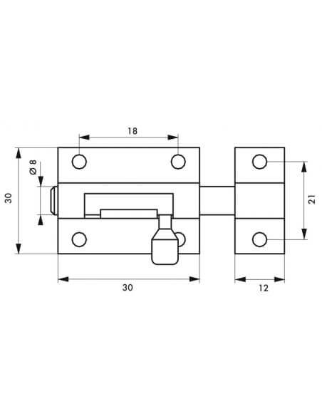 Zavor usa mobilier, aplicat, 30 mm, bolt rotund 8 mm, alama, THIRARD - 2