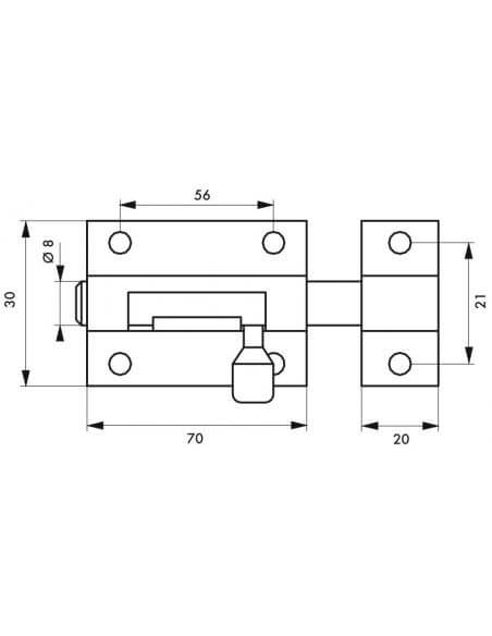 Zavor usa mobilier, aplicat, 70 mm, bolt rotund, 8 mm, alama, THIRARD - 2