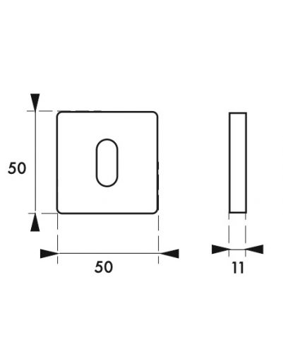 Pereche de rozete patrate 50x50 cu orificiu pentru cheie, finisaj crom satinat, THIRARD - 1