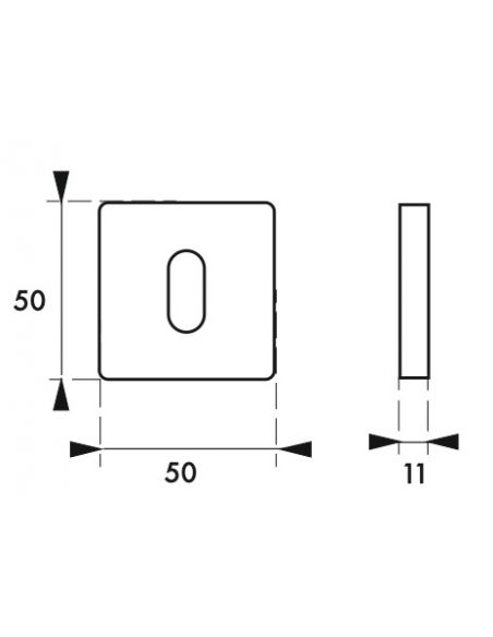 Pereche de rozete patrate 50x50 cu orificiu pentru cheie, finisaj crom satinat, THIRARD - 1