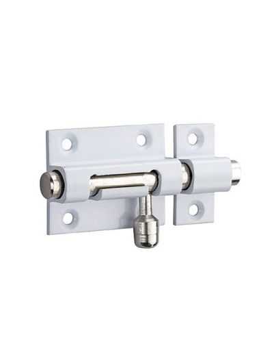 Zavor usa mobilier, aplicat, 40 mm, bolt rotund 8 mm, alama, alb lacuit, THIRARD - 1