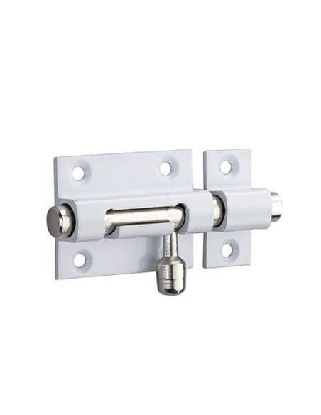 Zavor usa mobilier, aplicat, 40 mm, bolt rotund 8 mm, alama, alb lacuit, THIRARD - 1