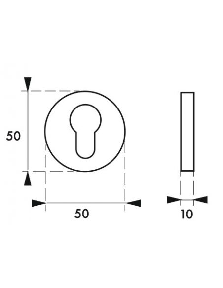 Pereche de rozete ø 50 mm cu profil de cilindru, finisaj crom satinat, THIRARD - 2