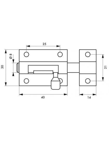 Zavor usa mobilier, aplicat, 40 mm, bolt rotund 8 mm, alama, alb lacuit, THIRARD - 2