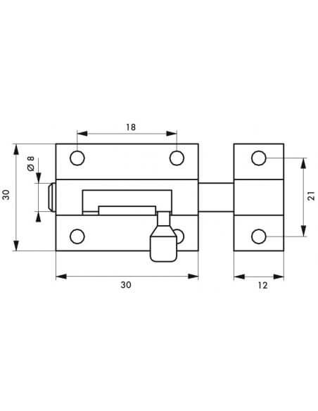 Zavor usa mobilier, aplicat, 30 mm, bolt rotund 8 mm, alama cromata, THIRARD - 2