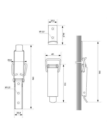 Inchizatoare cu parghie, h 90 mm, THIRARD - 2