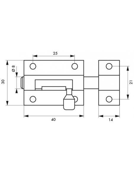 Zavor usa mobilier, aplicat, 40 mm, bolt rotund 8 mm, alama cromata, THIRARD - 2