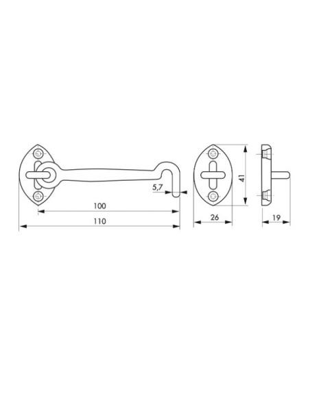 Carling pentru usa, nichelat, 110 mm, THIRARD - 2