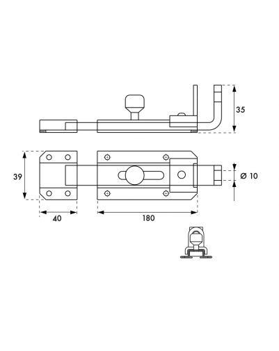 Zavor transversal pentru lacat LEGER 180 mm, THIRARD - 1