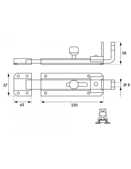 Zavor transversal pentru lacat LOURD 230 mm, THIRARD - 3