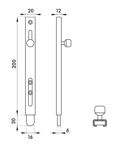 Zavor vertical usor, de insurubat, 200 mm, THIRARD - 1