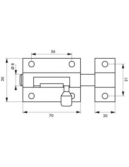 Zavor usa mobilier, aplicat, 70 mm, bolt rotund 8 mm, alama cromata, THIRARD - 2