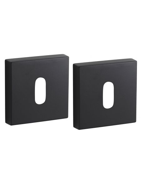 Pereche de rozete patrate 50x50 cu orificiu pentru cheie, negru mat, THIRARD - 1