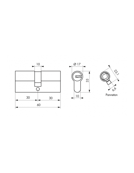 Set 2 cilindri cu profil european Trafic 6, 30x30 mm, nivel inalt de securitate - Thirard - 2