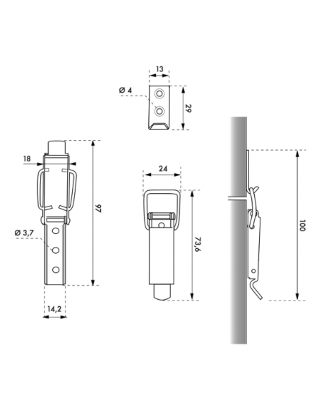 Inchizatoare cu parghie, h 44 mm, THIRARD - 2