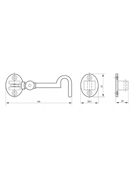 Carlig pentru usa, auriu, 100 mm, THIRARD - 2